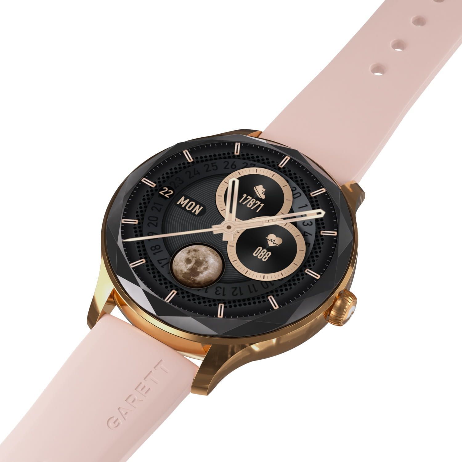 Smartwatch damski Garett Viva różowe złoto stalowy + pasek.jpg